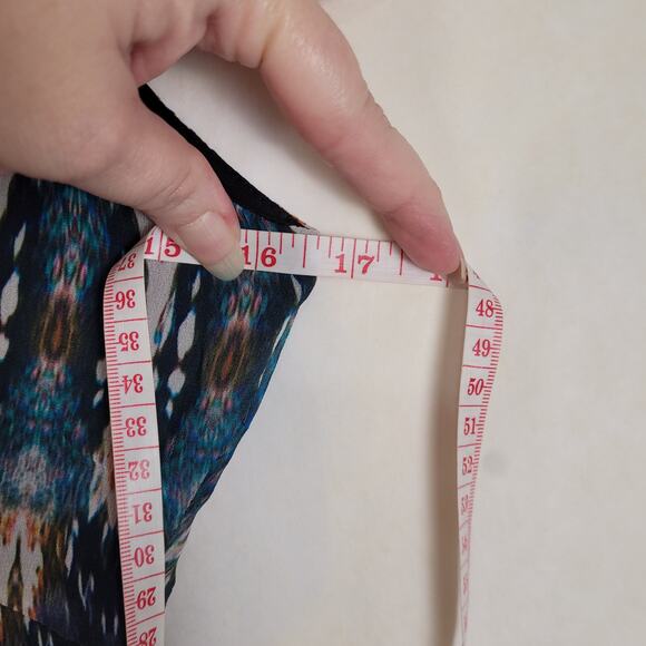 Nicole Miller Artelier blue and red print gauzy artsy maxi dress size 4 Boho - Picture 13 of 14